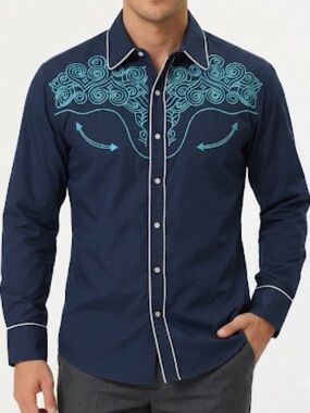 COOFANDY embroidered cowboy button-down shirt Men’s size 2 XL NWT’S